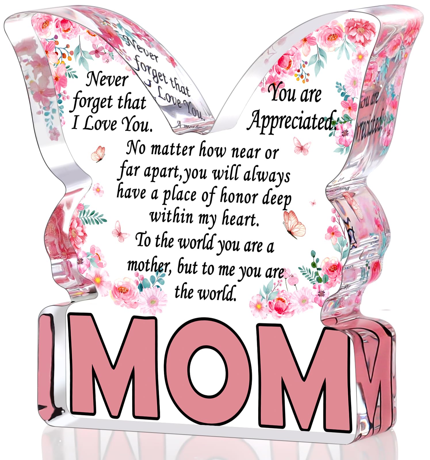 Birthday Gifts for Mom Birthday Gifts for Mom from Daughter Son, Mom Birthday Gift Ideas Unique Christmas Mothers Day Best Mom Ever Gift New Mom Single Mom Stepmom Butterfly Shaped Acrylic Plaque Sign