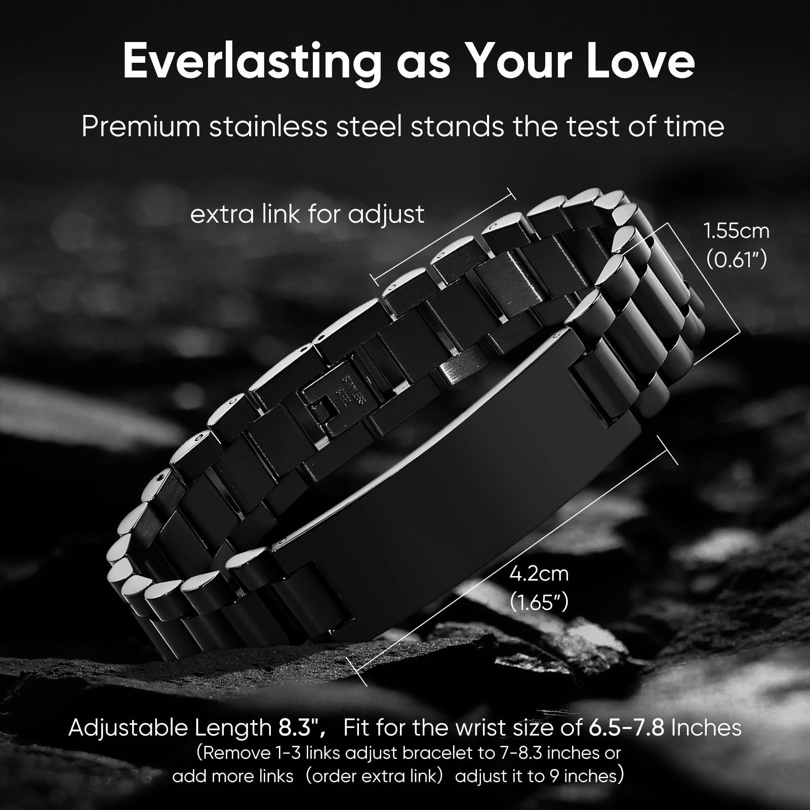 VNOX Dad Bracelet for Men Personalized Jewelry Fathers Gifts for Dad Daddy form Daughter for Father Day Birthday Day Masculine Width Band Stainless Steel Link Bracelet