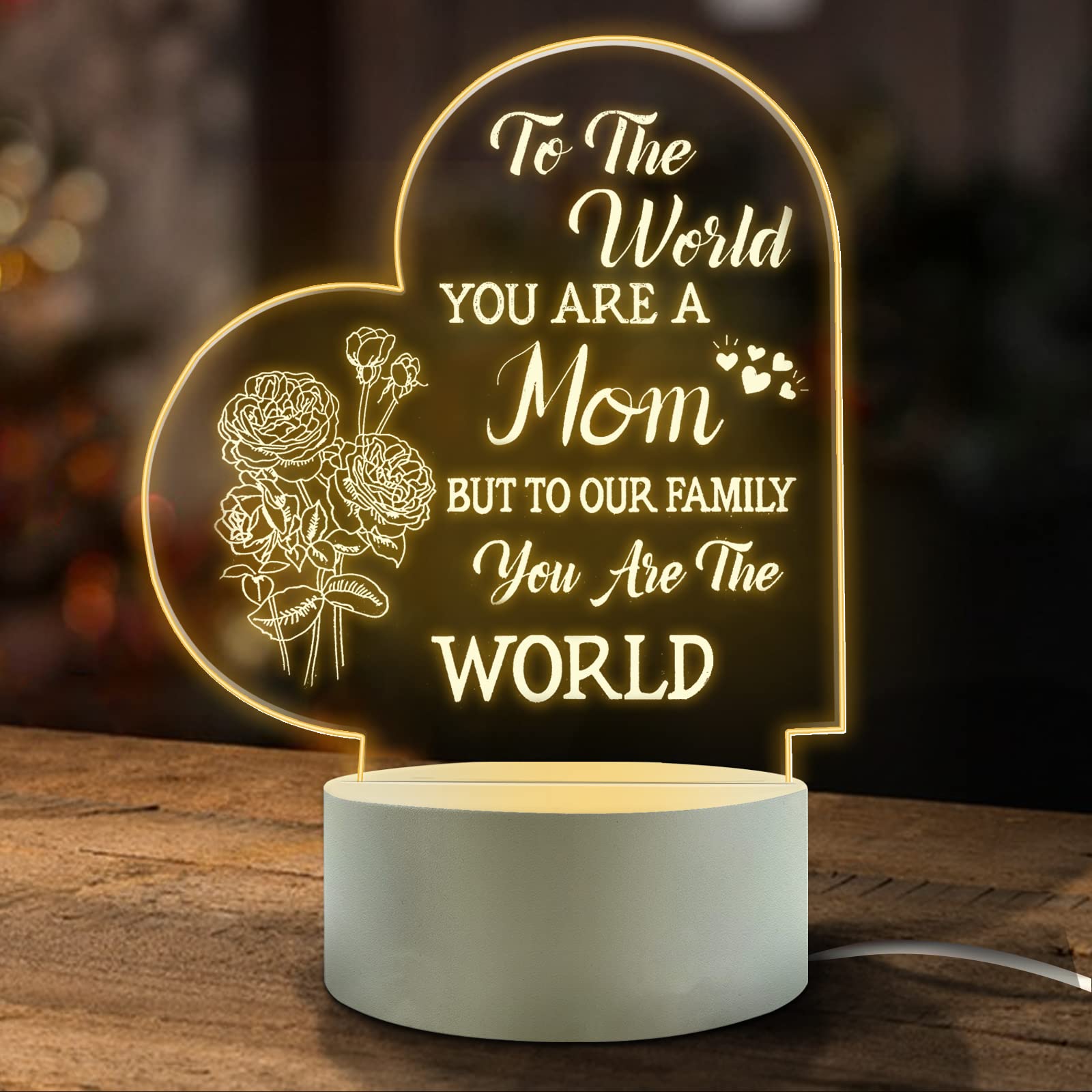 FEBDEY Lovely Mother-Best Mom Birthday Gifts from Daughter Son，Mom Night Light，Room Decoration Mom's