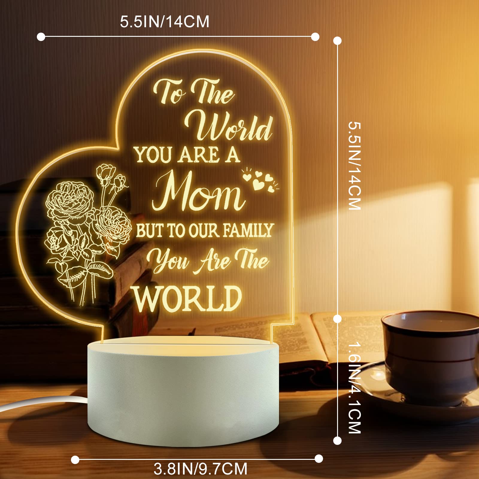 FEBDEY Lovely Mother-Best Mom Birthday Gifts from Daughter Son，Mom Night Light，Room Decoration Mom's