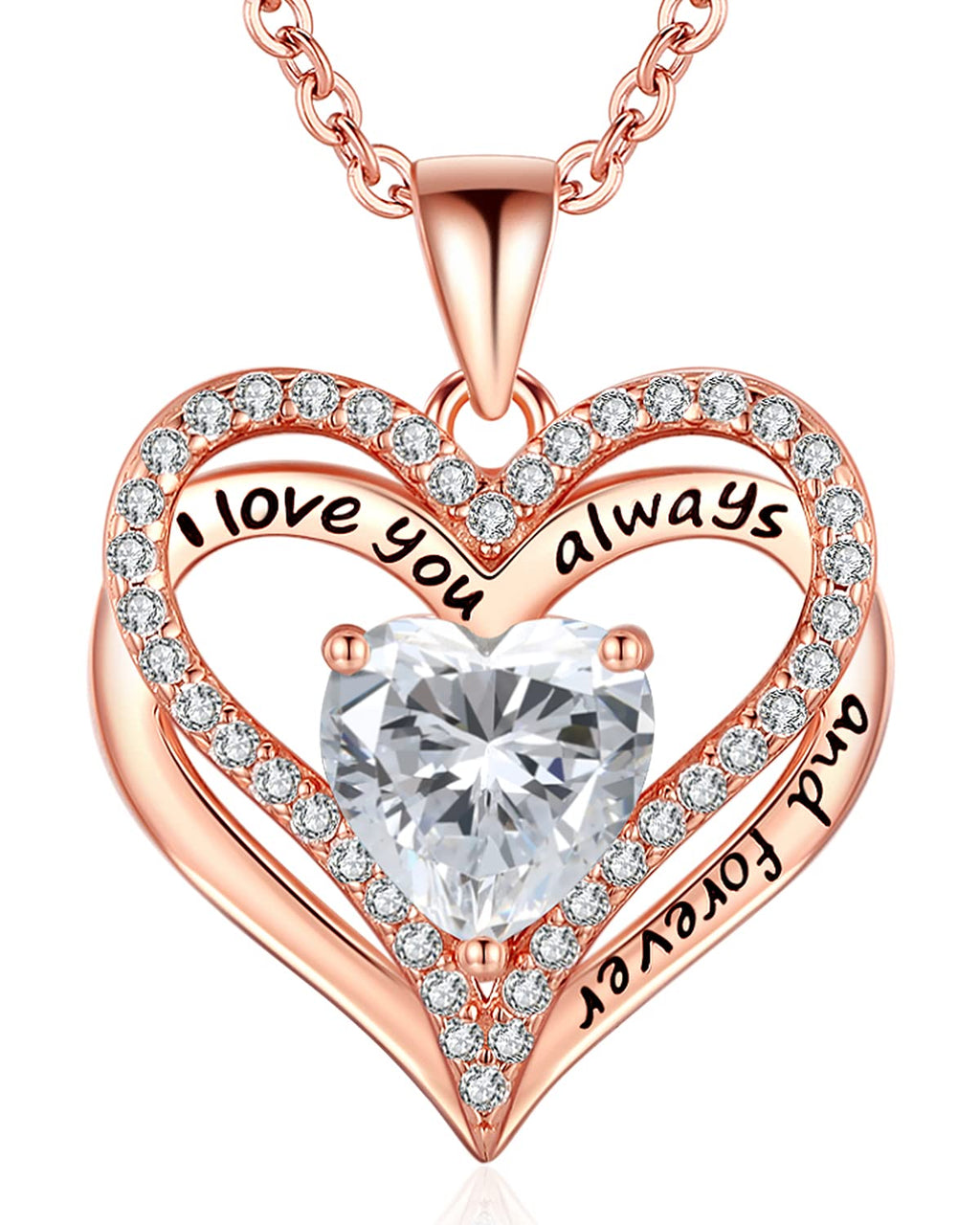 S925 Sterling Silver Necklace for Women, Jewelry for Wife Girlfriend Anniversary, Mother Gifts Necklaces, Daughter Heart Love Jewel, Gift for Her Birthday, Apr