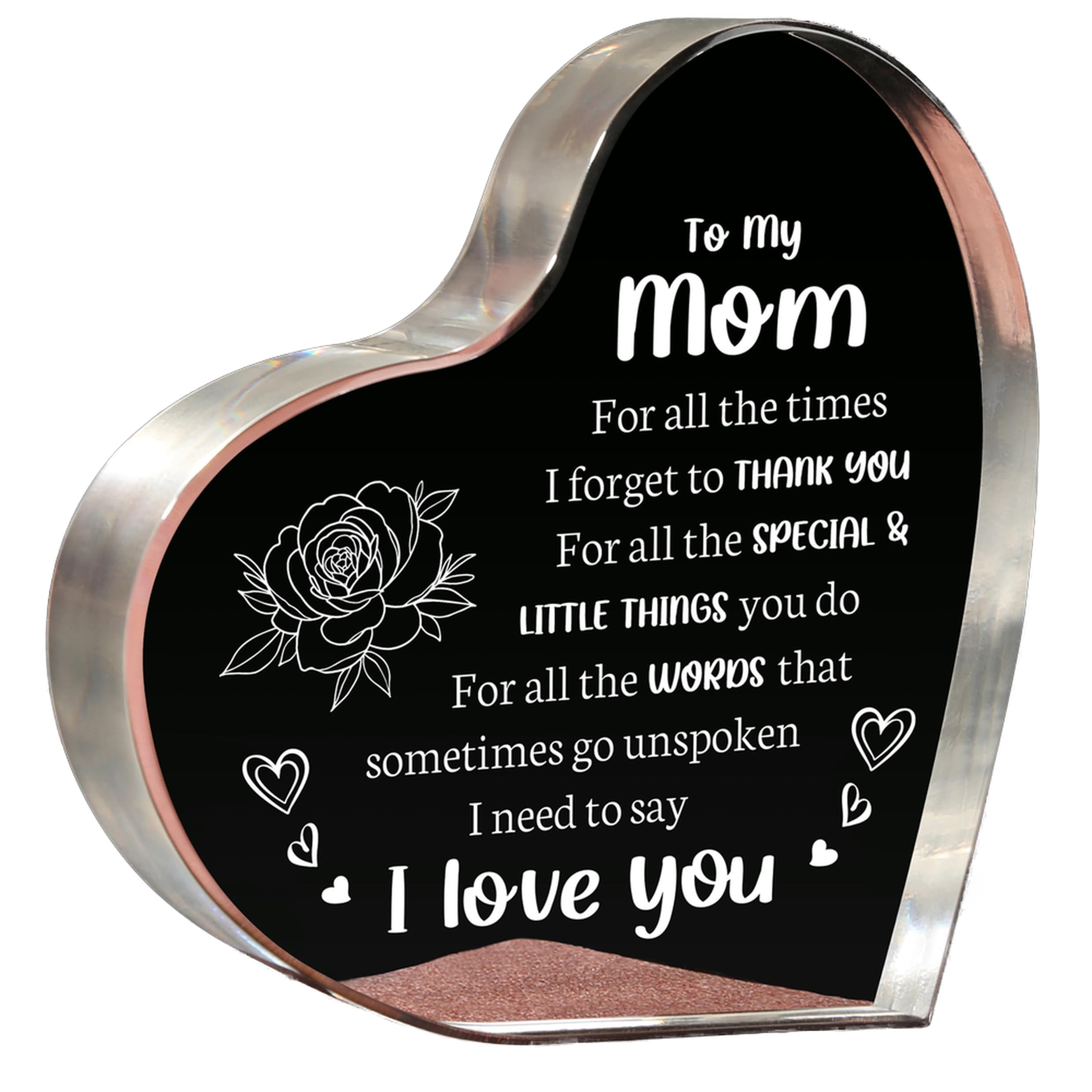 Milcier Gifts for Mom, Mom Birthday Gifts, I Love You Mom Gifts - Mother Acrylic Keepsake - Best Christmas Mother's Day Gifts for Mom from Daughter Son