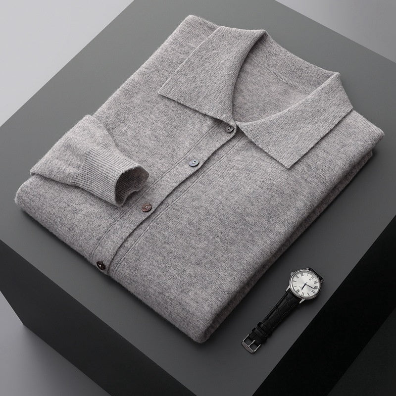 Men's Collar Button Solid Color Inner Wear Shirt