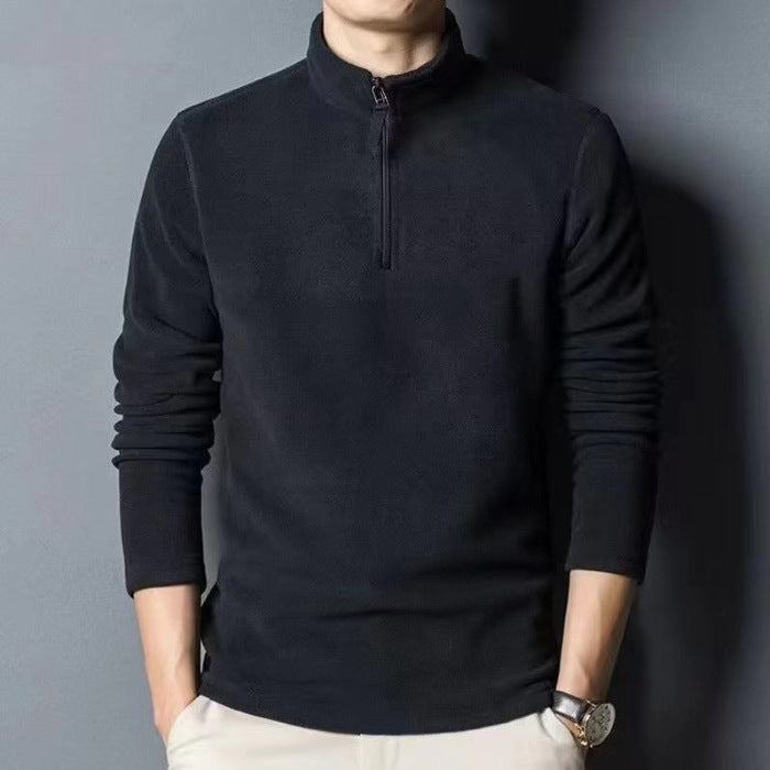 Men's Long-sleeve Mock-neck Fleece Hoodie With Zipperversatile For Winter