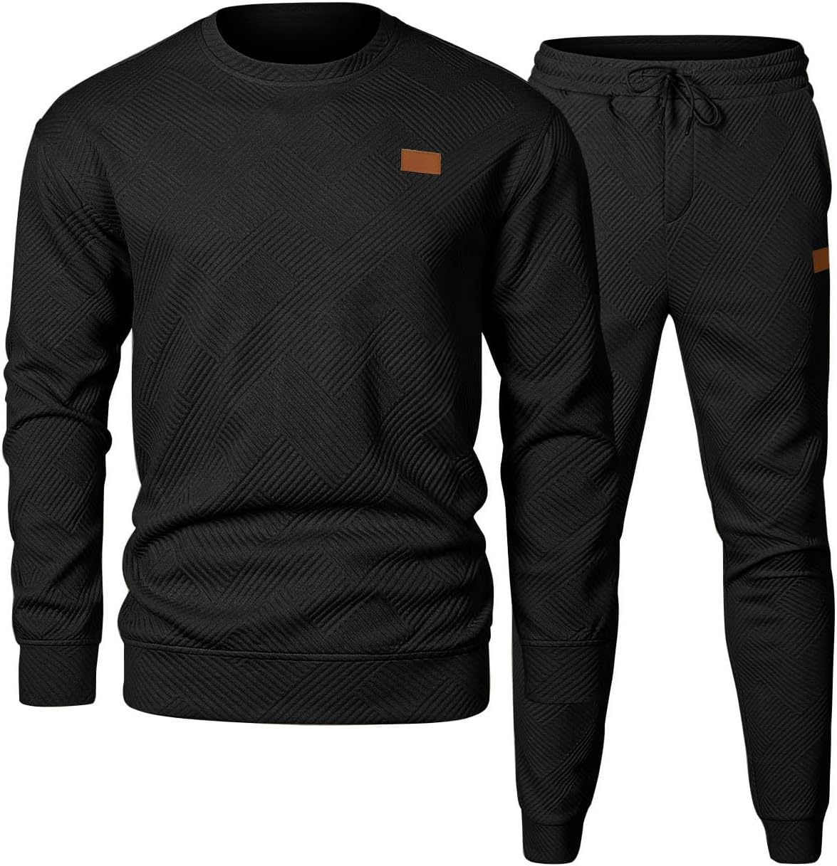 Round Neck Jacquard Sweater Set Men