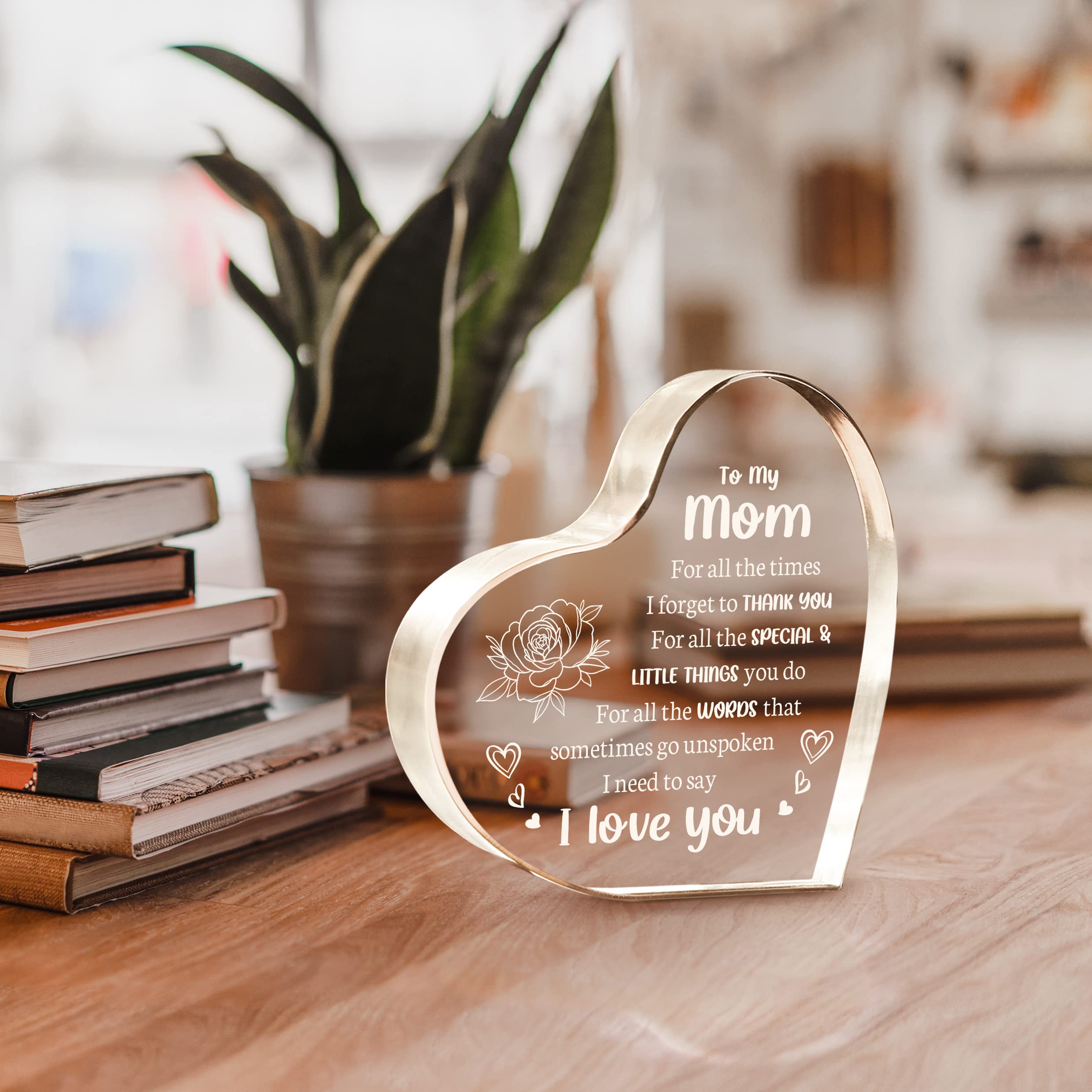 Milcier Gifts for Mom, Mom Birthday Gifts, I Love You Mom Gifts - Mother Acrylic Keepsake - Best Christmas Mother's Day Gifts for Mom from Daughter Son