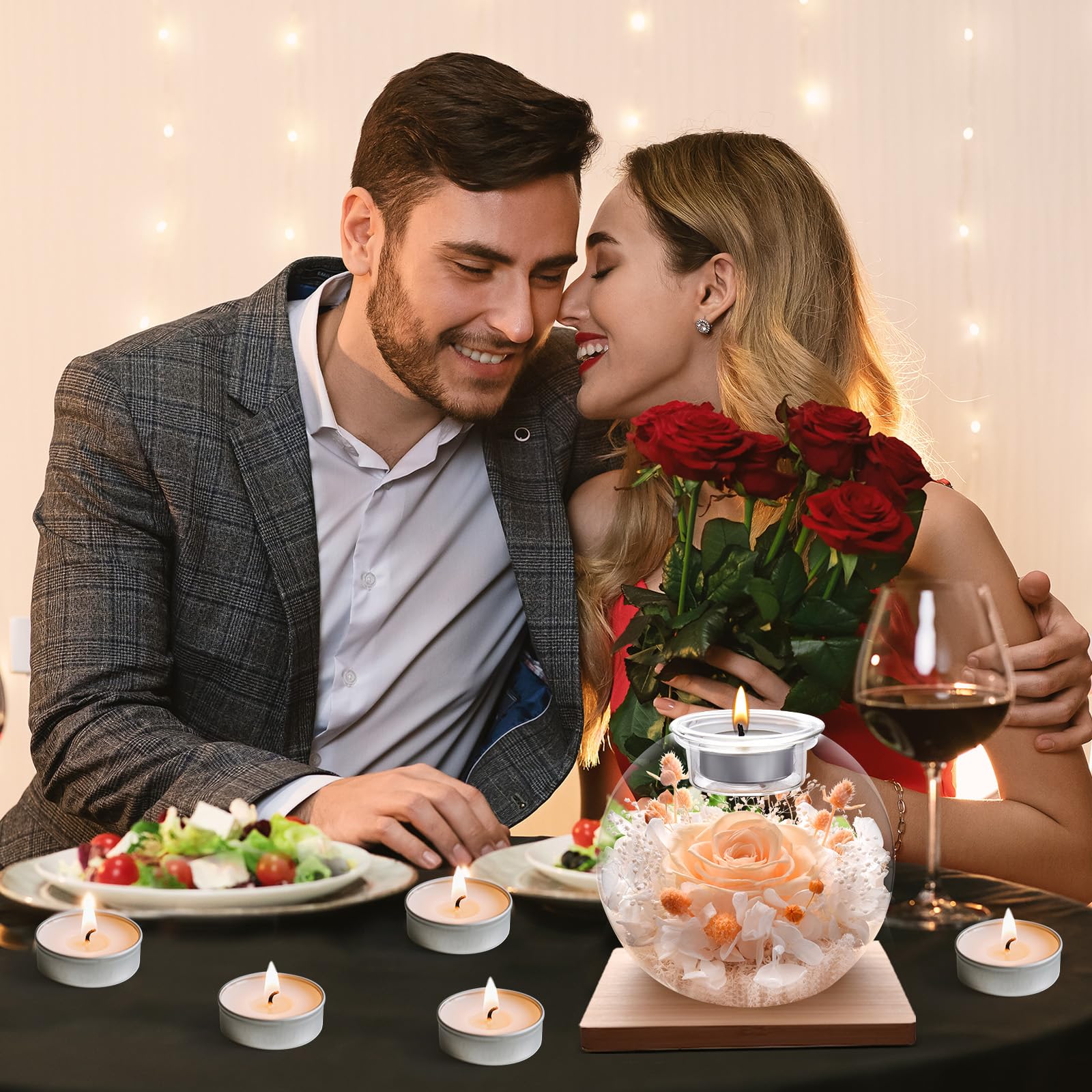 Preserved Roses - Birthday Gifts for Her, Preserved Flower in Glass Dome with Scented, Romantic Gifts for Women, Wife, Girlfriend on Birthday, Anniversary, Thanksgiving Day, Christmas Day-champagne