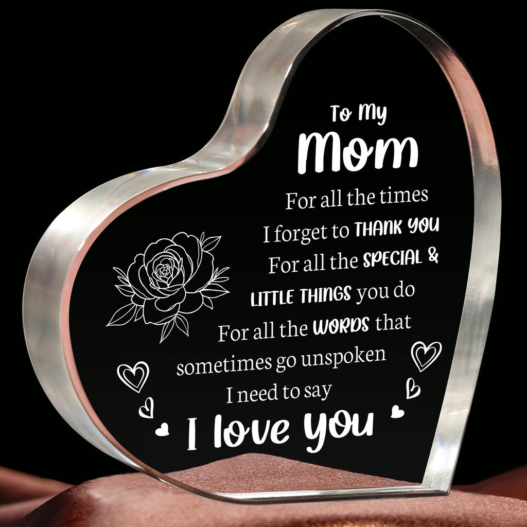 Milcier Gifts for Mom, Mom Birthday Gifts, I Love You Mom Gifts - Mother Acrylic Keepsake - Best Christmas Mother's Day Gifts for Mom from Daughter Son