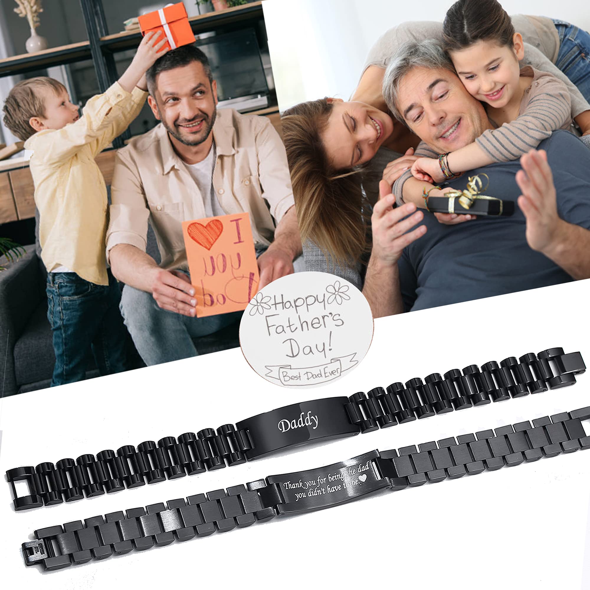 VNOX Dad Bracelet for Men Personalized Jewelry Fathers Gifts for Dad Daddy form Daughter for Father Day Birthday Day Masculine Width Band Stainless Steel Link Bracelet