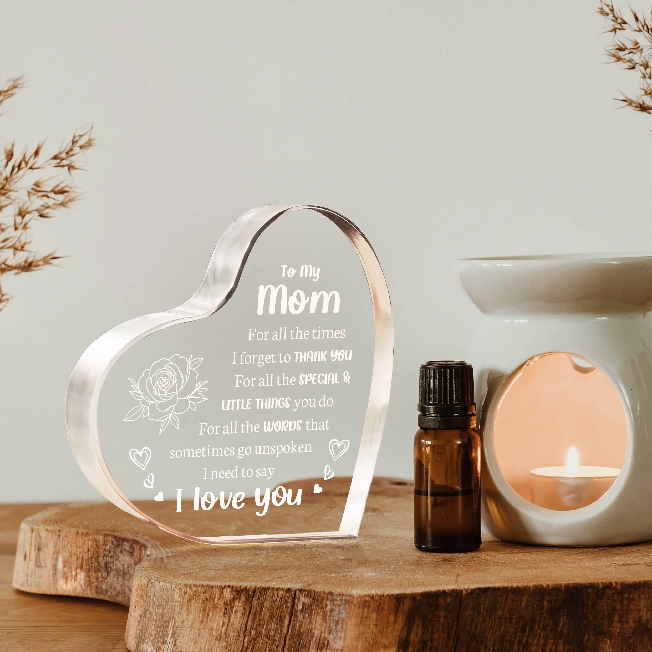 Milcier Gifts for Mom, Mom Birthday Gifts, I Love You Mom Gifts - Mother Acrylic Keepsake - Best Christmas Mother's Day Gifts for Mom from Daughter Son