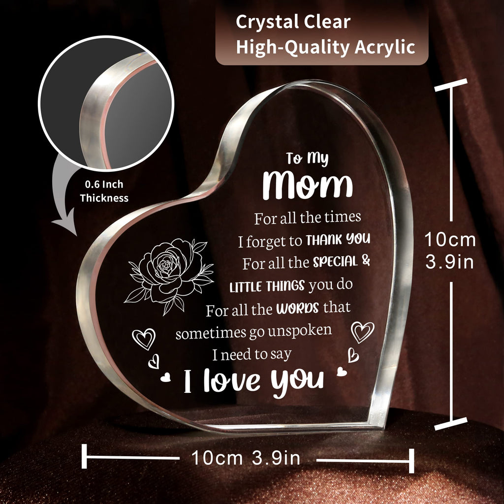 Milcier Gifts for Mom, Mom Birthday Gifts, I Love You Mom Gifts - Mother Acrylic Keepsake - Best Christmas Mother's Day Gifts for Mom from Daughter Son