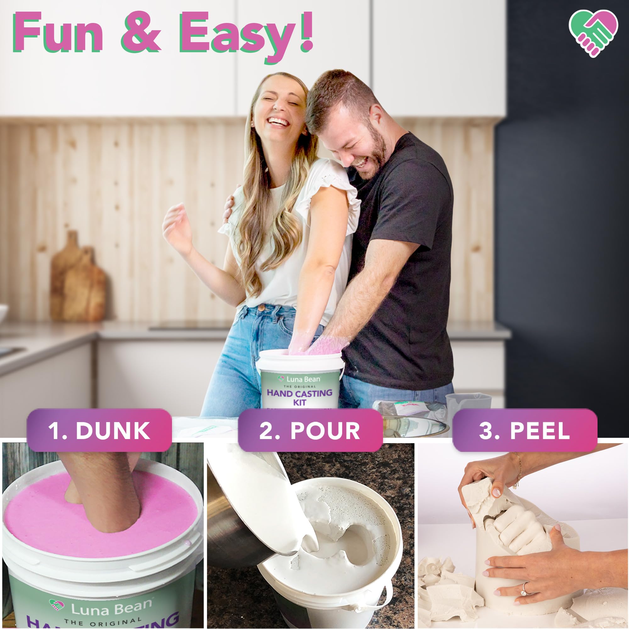 Luna Bean Hand Casting Kit – The Original Hand Mold Kit for Couples – Christmas Gifts, Bridal Shower, Wedding, Engagement Gifts for Her Him Anniversary for Men Women Wife Husband Boyfriend Girlfriend