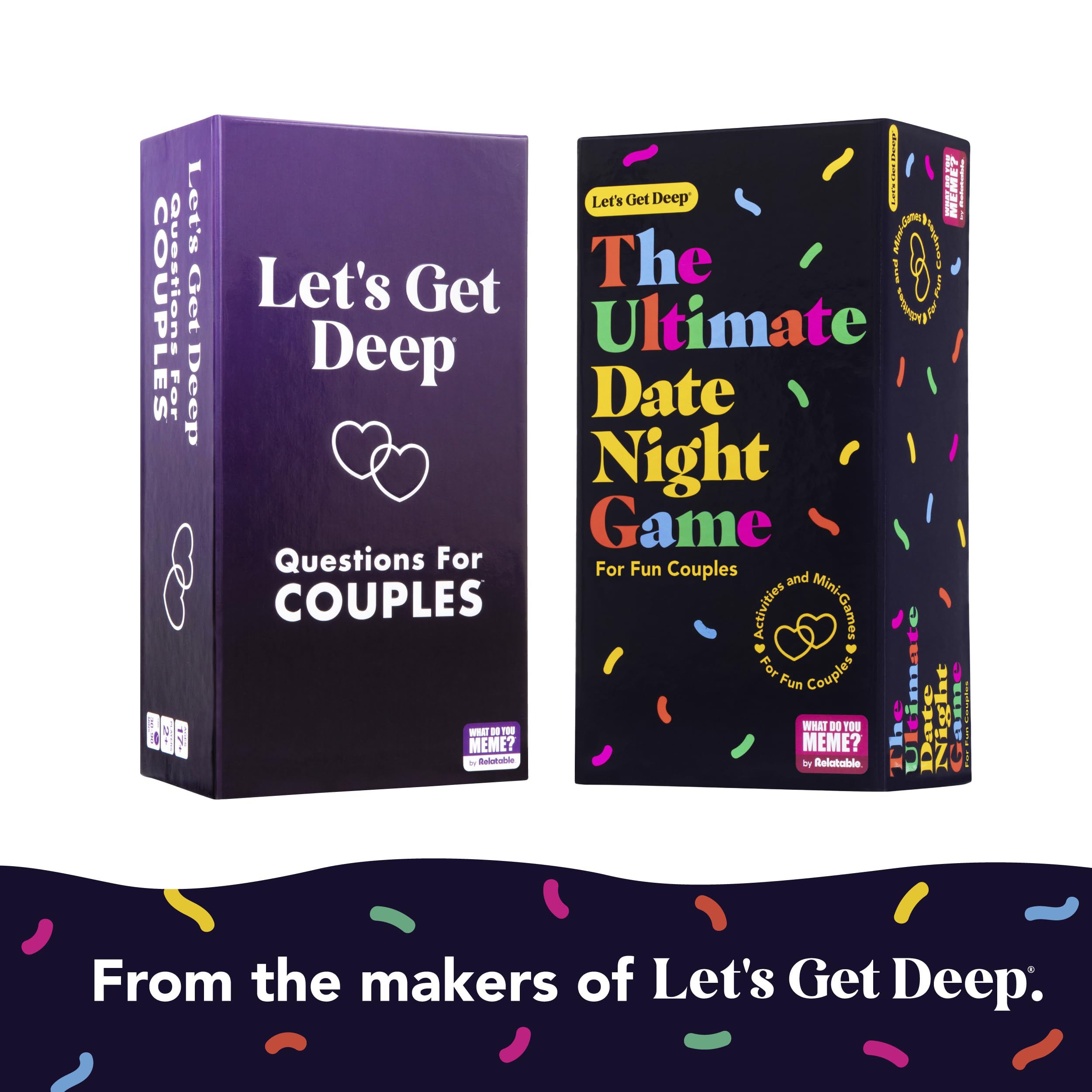 The Ultimate Date Night Game by Relatable, Great for Couples Games and Stay at Home Date Night Ideas, From The Makers of Let's Get Deep Relationship Card Game, Includes 300 Cards & Spinner