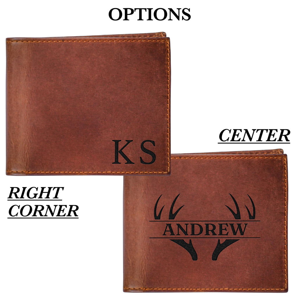 Personalized Leather Wallet for Men, Custom Monogram Gift Wallet for Mens, Birthday Present for Dad, Son, Grandfather, Boyfriend, Father's Day, Wedding Anniversary, Birthday, Graduation, Christmas