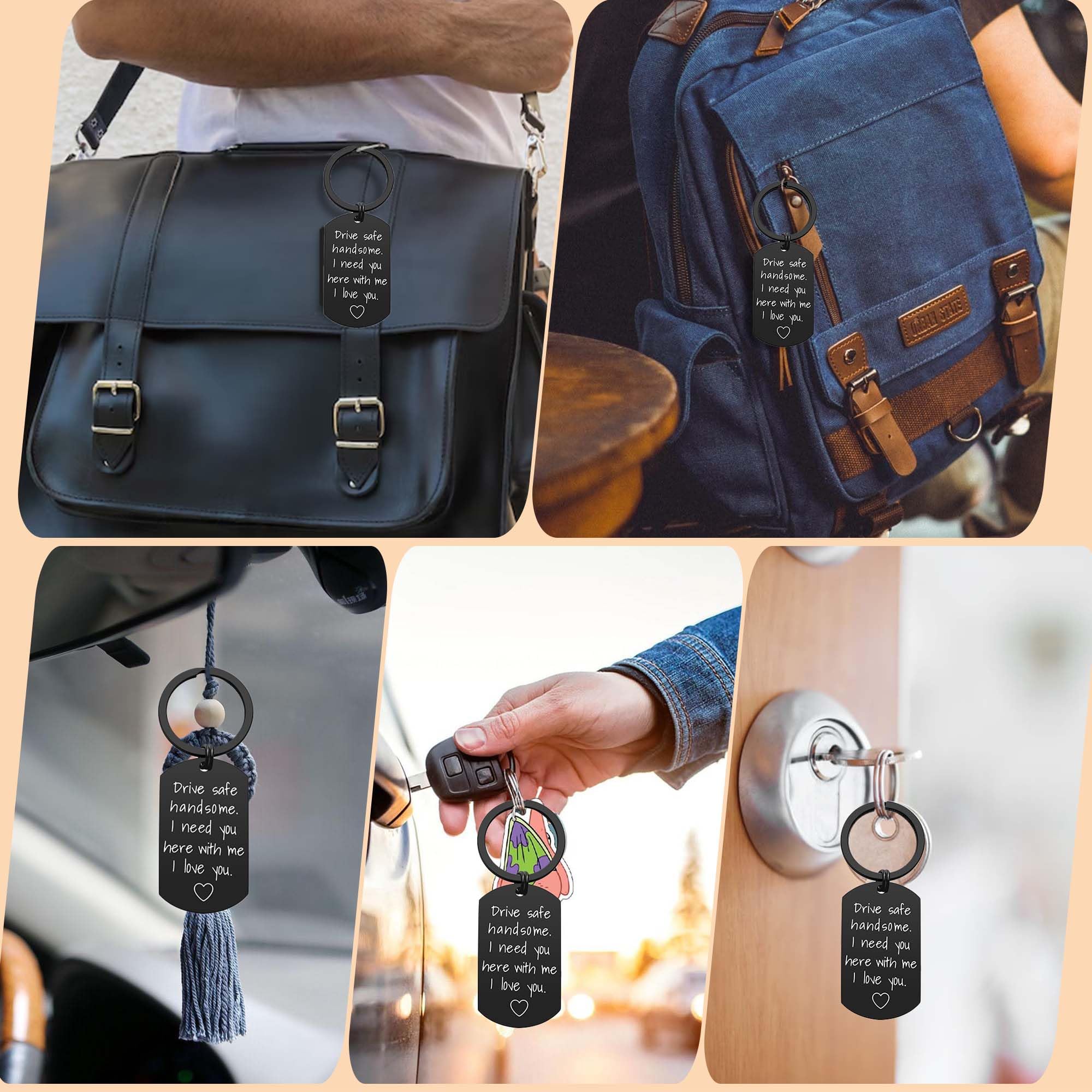 Drive Safe Keychain for Boyfriend - Drive Safe Handsome I Need You Here With Me Keyring Birthday Valentine’s Day Gifts for Him Boyfriend Husband Gifts