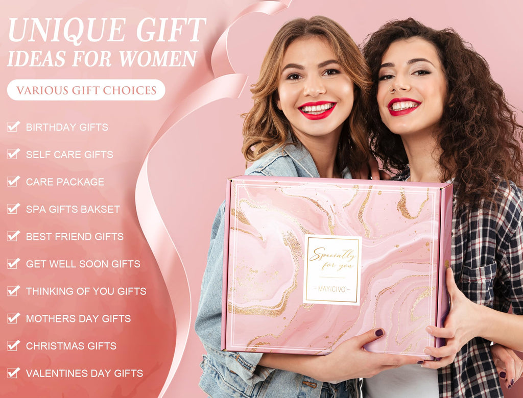 Birthday Gifts for Women Self Care Gifts Get Well Soon Gifts, Rose Relaxing Spa Gifts Basket Care Package w/ Luxury Flannel Blanket, Unique Christmas Gifts for Mom Her Friend Sister Wife Grandma