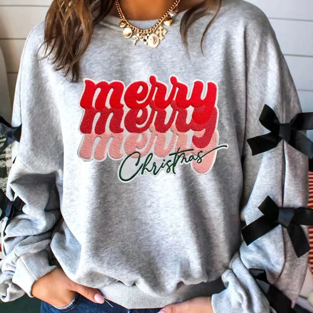 Fashion Ribbon Slit Letter Shirt For Women