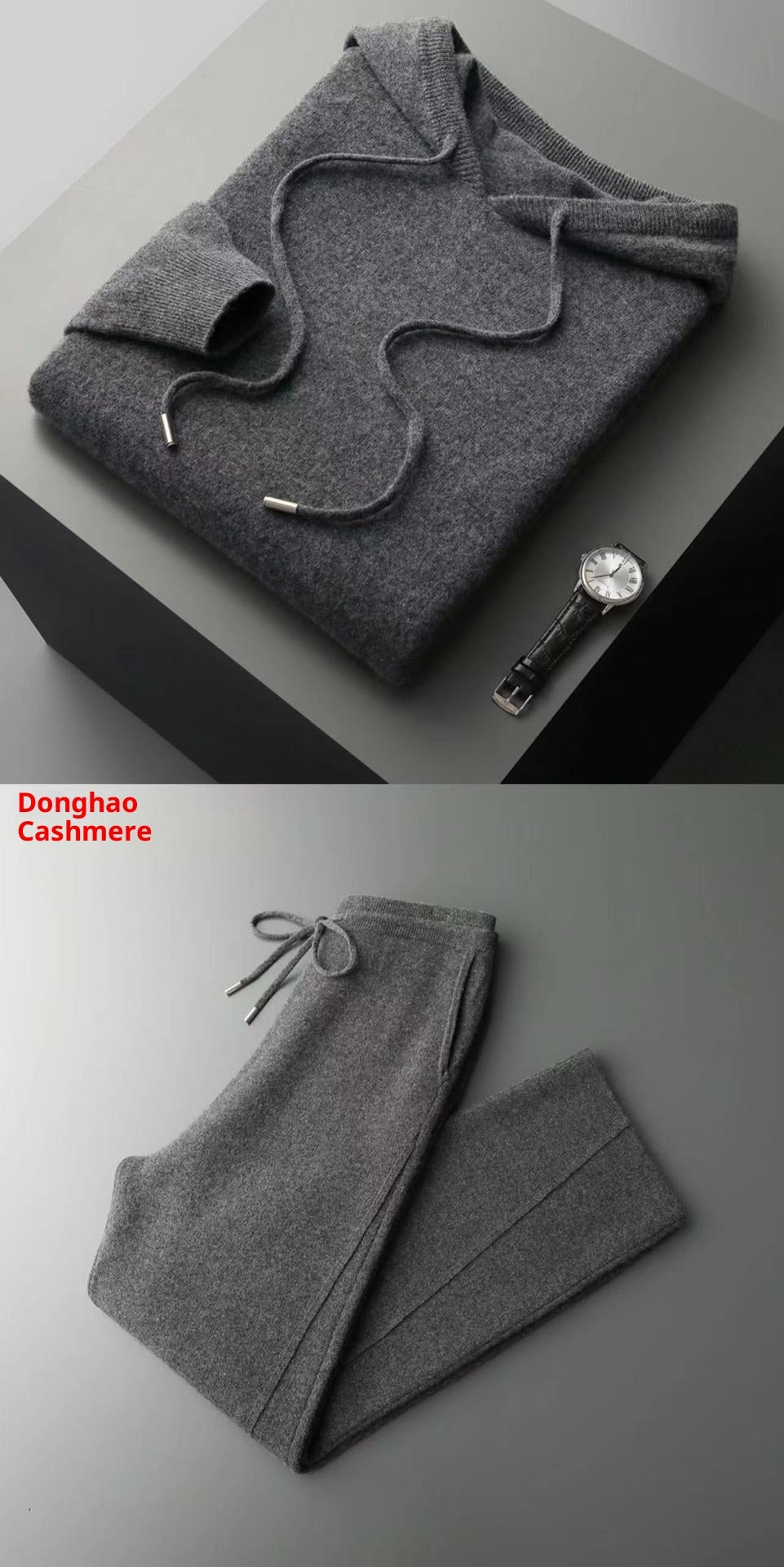 Seamless Hoodie Pure Wool Men's Knitted Pants front view