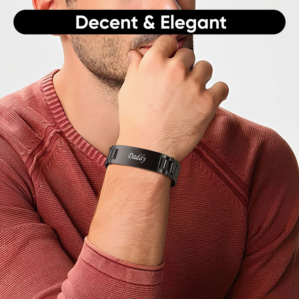 VNOX Dad Bracelet for Men Personalized Jewelry Fathers Gifts for Dad Daddy form Daughter for Father Day Birthday Day Masculine Width Band Stainless Steel Link Bracelet