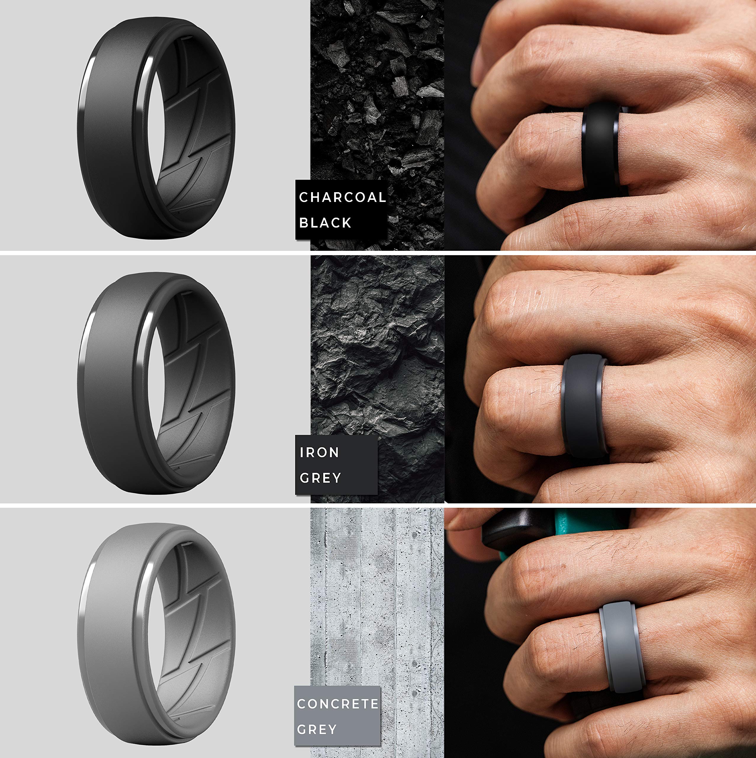 ThunderFit Men's Silicone Rings 10mm Wide 2.5mm Thick Rubber Bands, Breathable, Variety Multipack 1-10