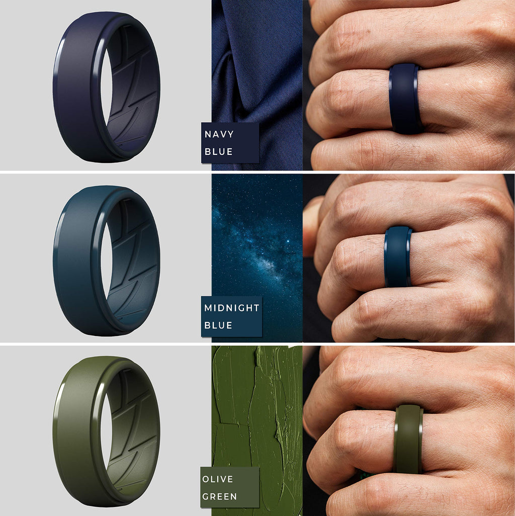 ThunderFit Men's Silicone Rings 10mm Wide 2.5mm Thick Rubber Bands, Breathable, Variety Multipack 1-10