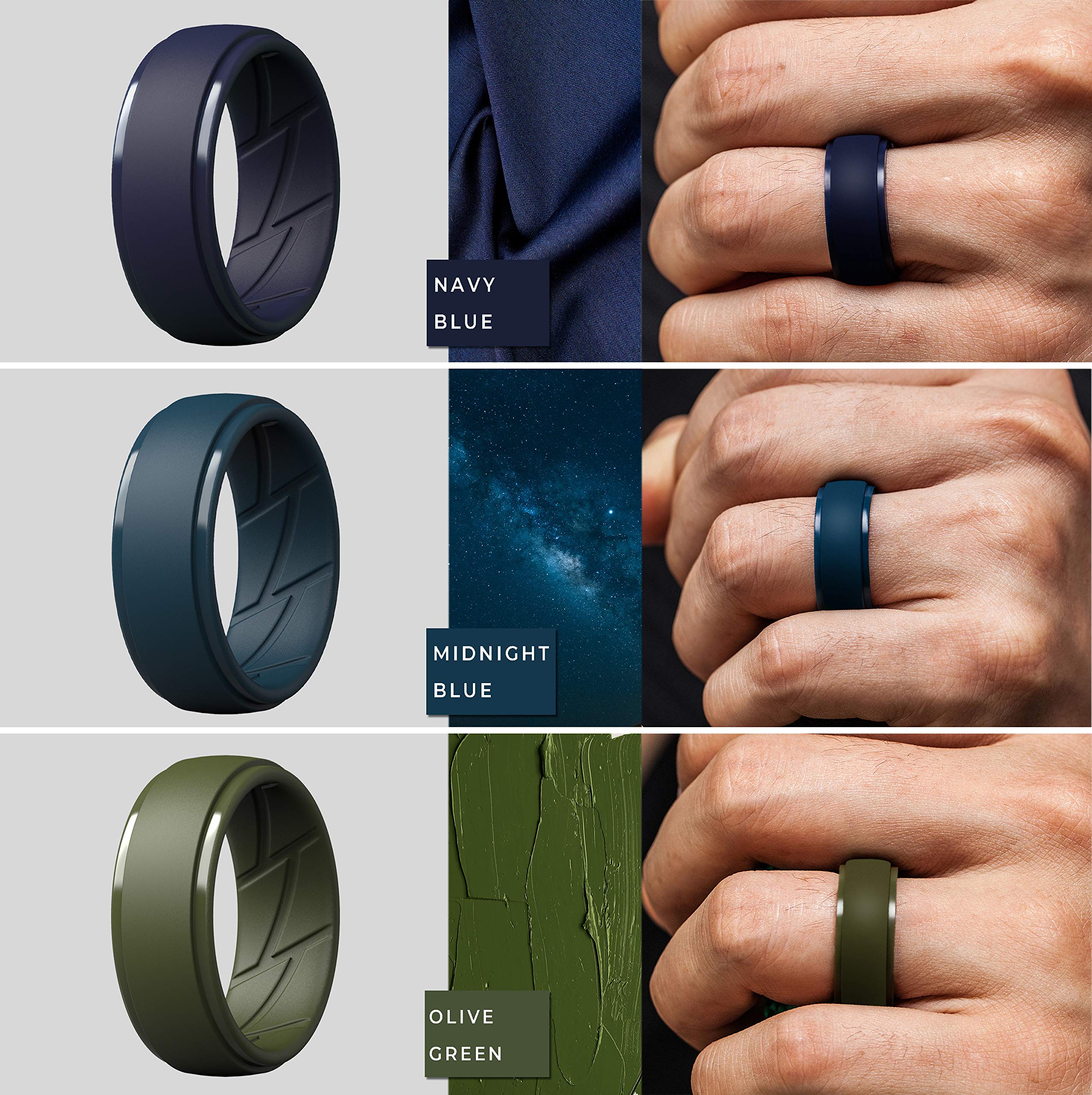 ThunderFit Men's Silicone Rings 10mm Wide 2.5mm Thick Rubber Bands, Breathable, Variety Multipack 1-10
