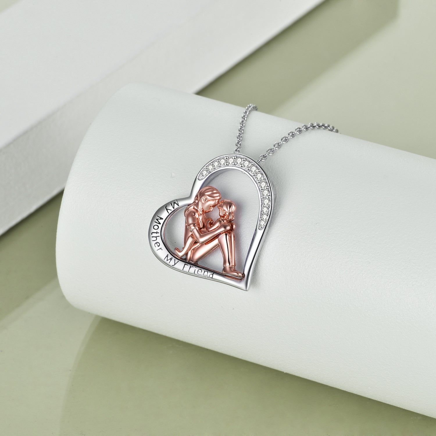 Mother Daughter Necklace 925 Sterling Silver Engraved My Mother My Friend Jewelry Mothers Day Birthday Gifts for Mom from Daughter (Silver)