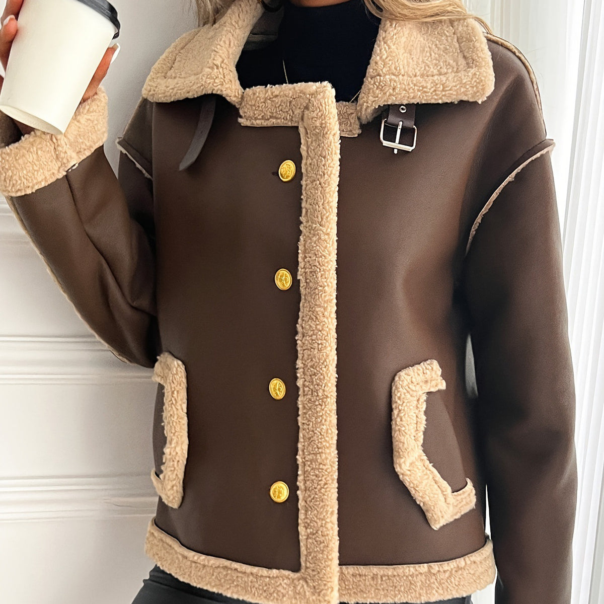 Women's Lamb Wool Locomotive Style Thick Coat