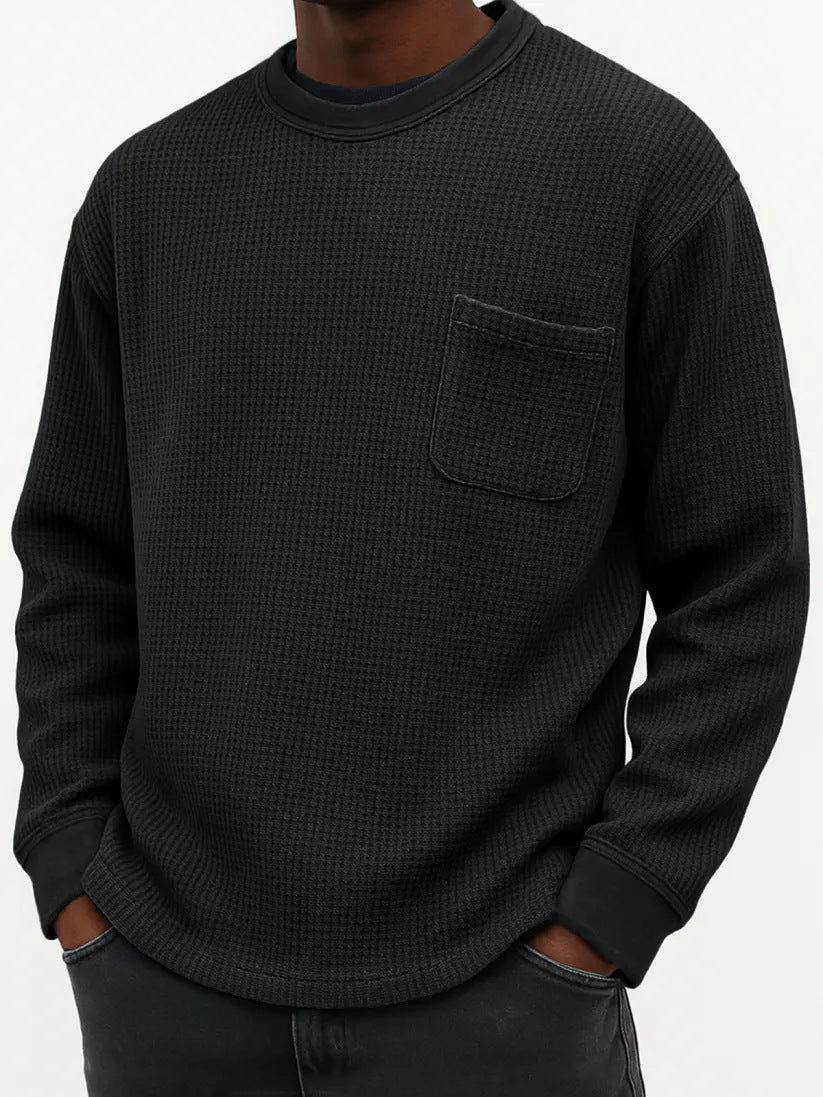 Men's Plus-Size Casual Crew-Neck Long-Sleeve Sweatshirt Top