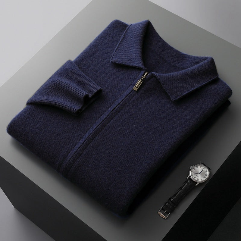 Men's Loose Lapels Thickened Oversized Knit Cardigan Suit front view