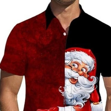 Men's Hawaiian Shirt With Striped Lapel And Short Sleeves
