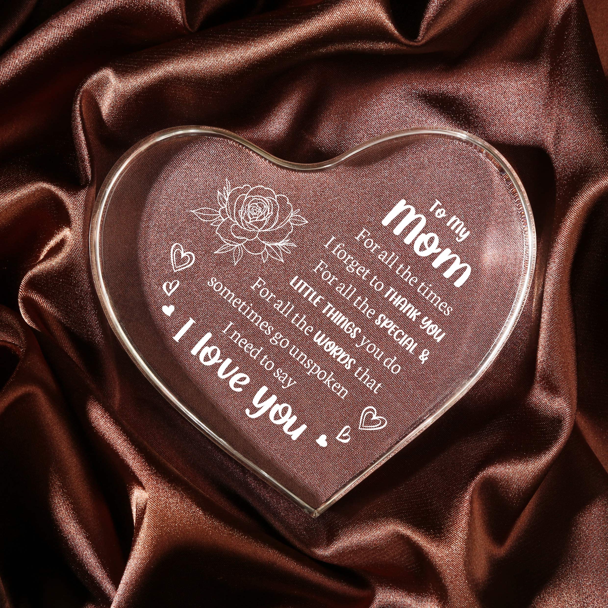 Milcier Gifts for Mom, Mom Birthday Gifts, I Love You Mom Gifts - Mother Acrylic Keepsake - Best Christmas Mother's Day Gifts for Mom from Daughter Son