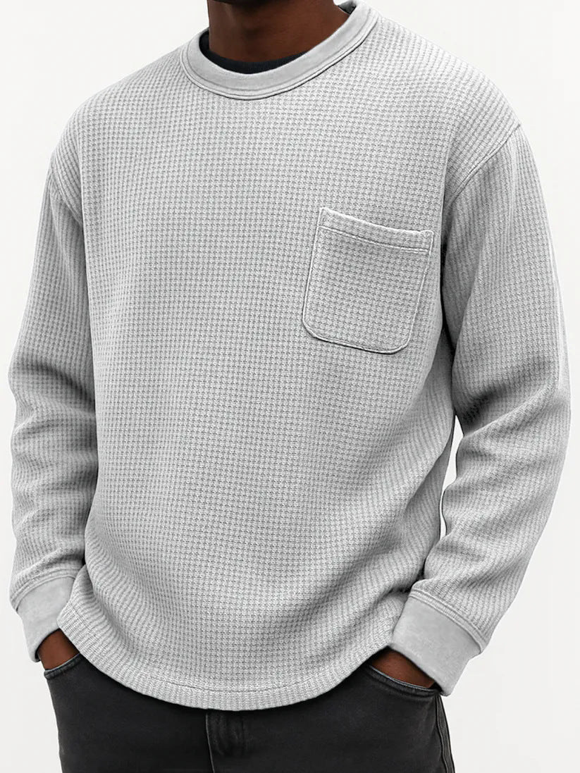 Men's Plus-Size Casual Crew-Neck Long-Sleeve Sweatshirt Top