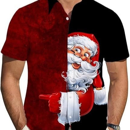Men's Hawaiian Shirt With Striped Lapel And Short Sleeves