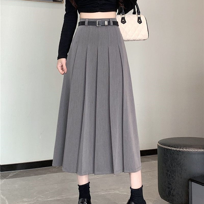 Women's Mid-length High-waisted Pleated Skirt