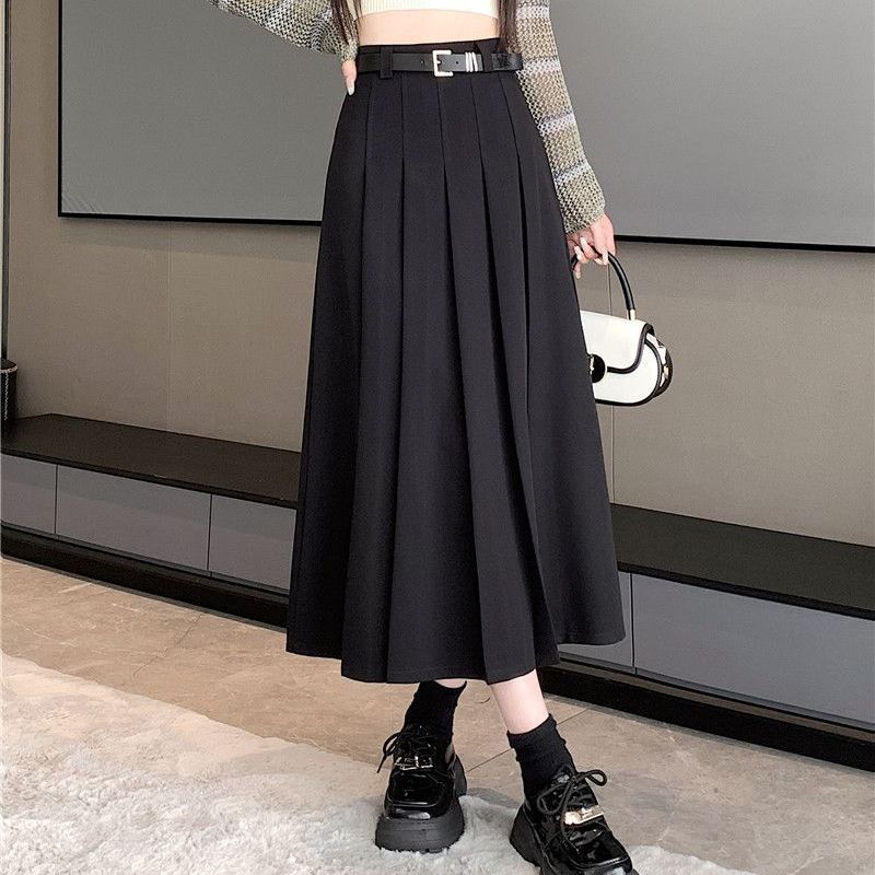 Women's Mid-length High-waisted Pleated Skirt