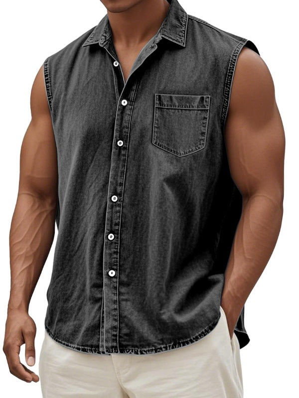 Mens Fashionable Casual 3D Digital-Print Shirt Vest