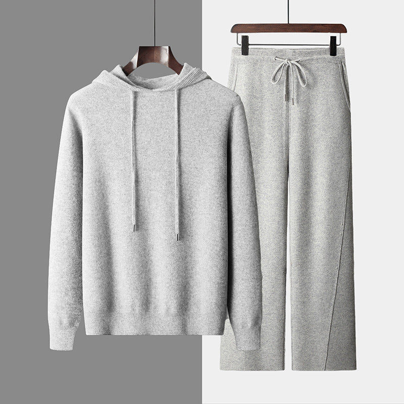 Seamless Hoodie Pure Wool Men's Knitted Pants front view