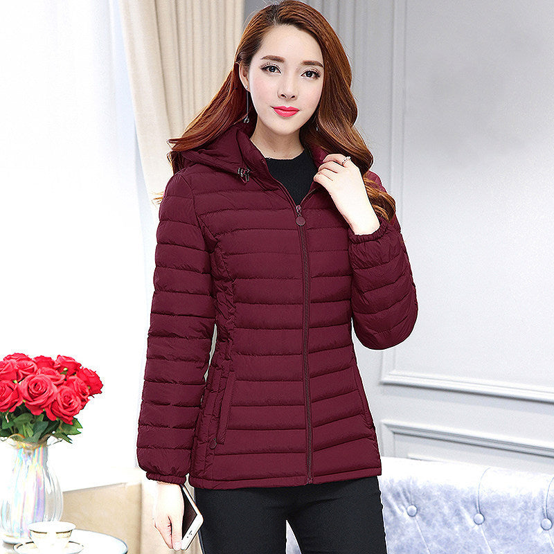 Women's Short Middle-aged And Elderly Padded Down Jacket Large Size Slim Fit