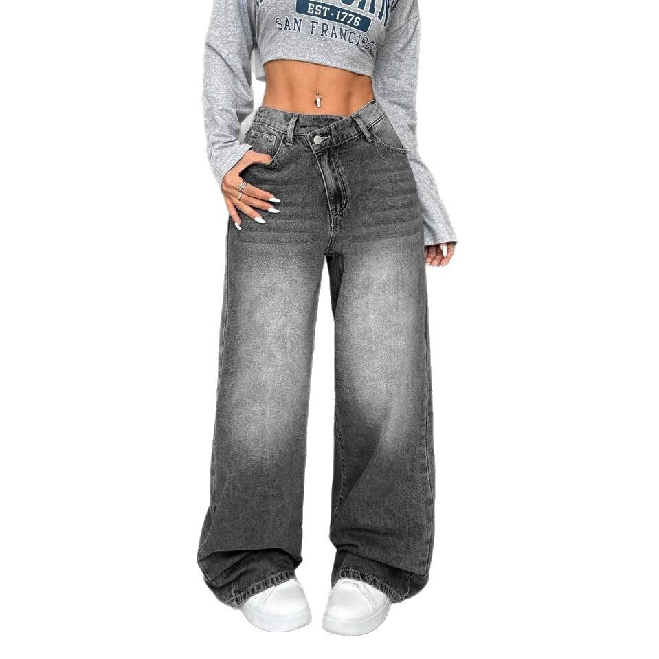 Women's Casual Straight Loose Washed Jeans