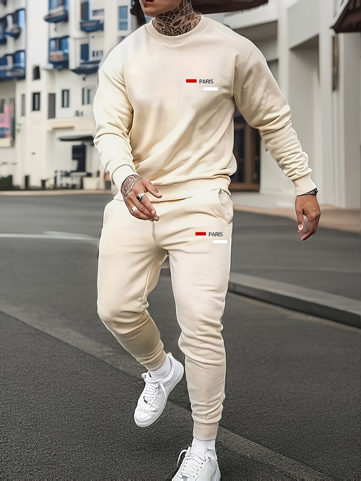 Men's Sweater Sport Pants Suit Printed Fashion back view