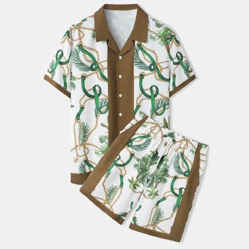Beach Men And Women Short Sleeve Shirt Outfit back view