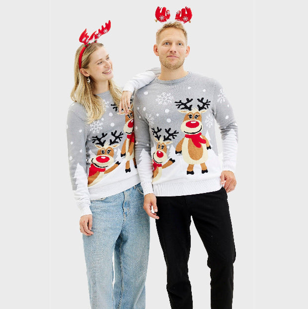 Unisex Christmas Digital Print Crew Neck Long Sleeve Hoodie