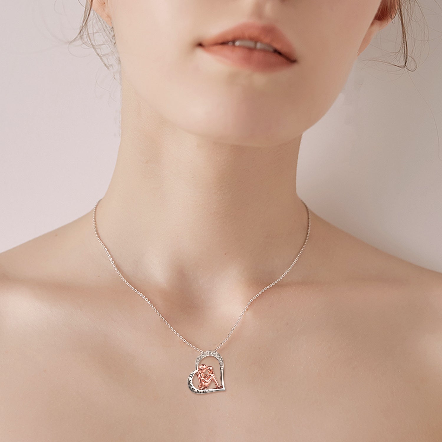 Mother Daughter Necklace 925 Sterling Silver Engraved My Mother My Friend Jewelry Mothers Day Birthday Gifts for Mom from Daughter (Silver)