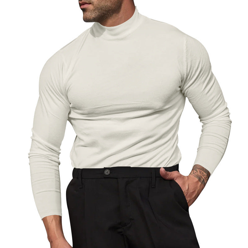 Men's Cashmere Mid-Neck Knit Sweater – Warm Winter Layering Pullover