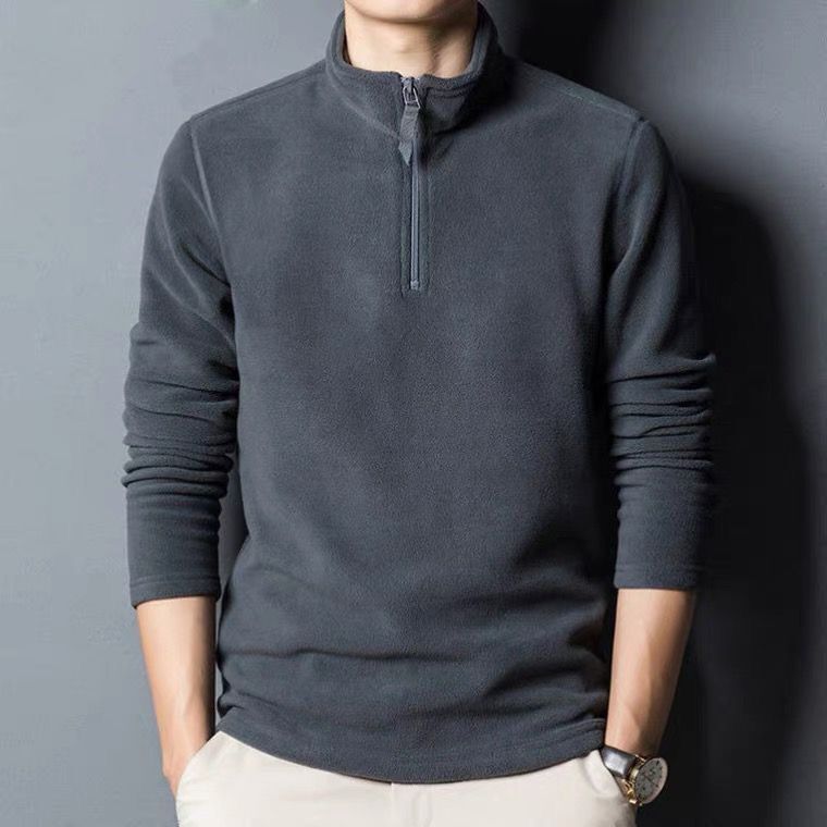 Men's Long-sleeve Mock-neck Fleece Hoodie With Zipperversatile For Winter