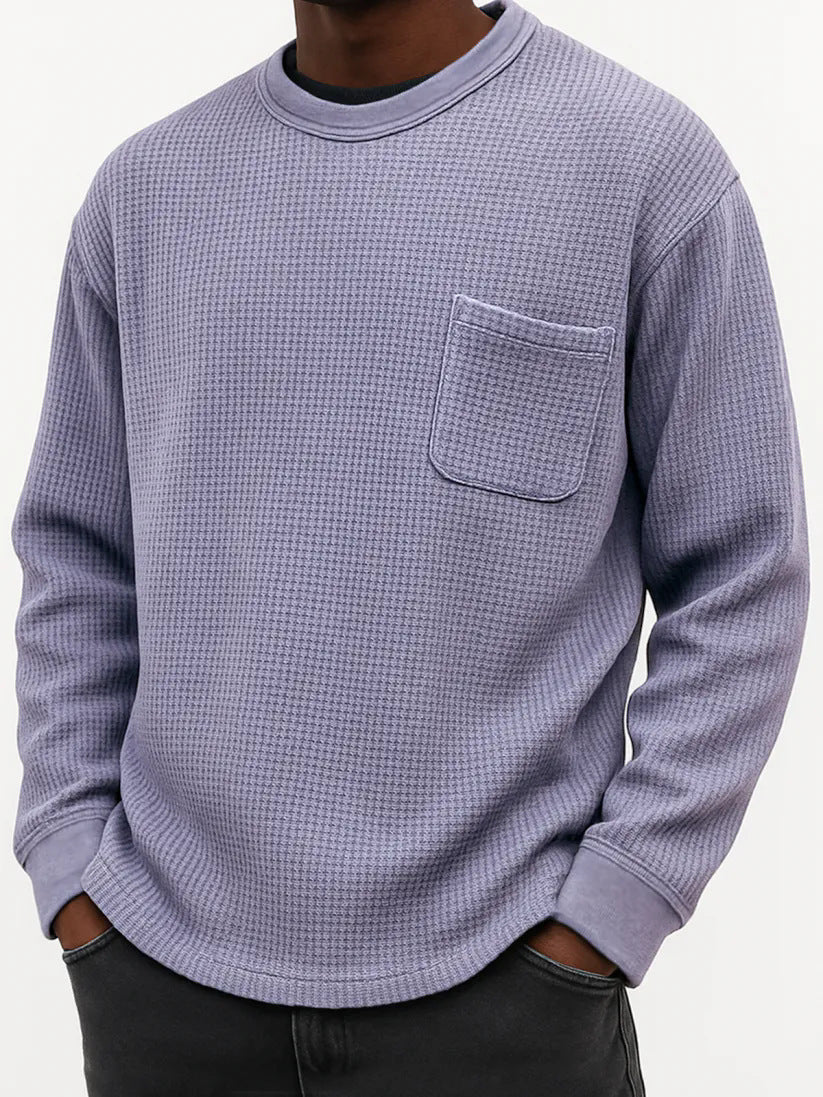 Men's Plus-Size Casual Crew-Neck Long-Sleeve Sweatshirt Top