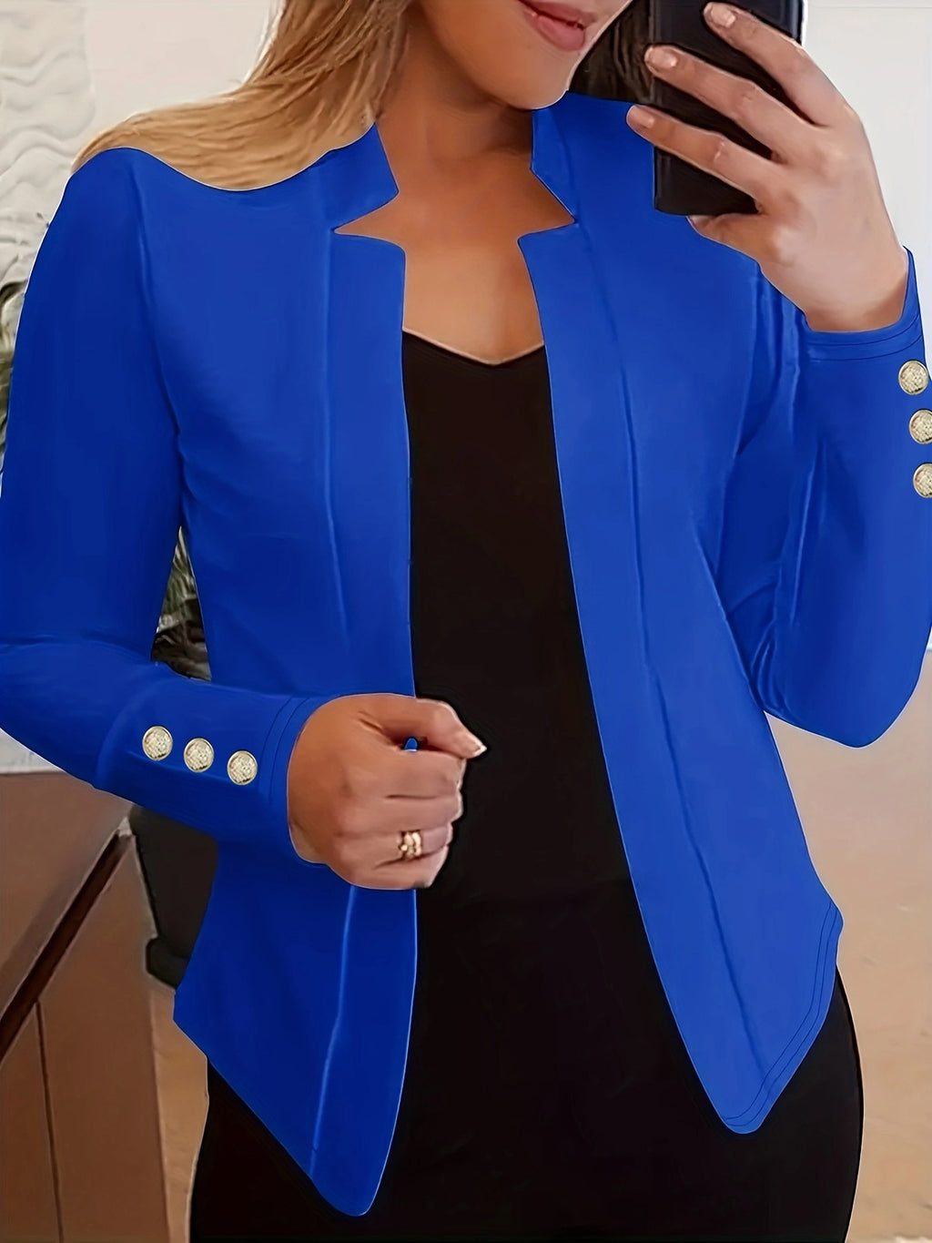 Solid Color Cuff Small Suit Long Sleeve Jacket Suit