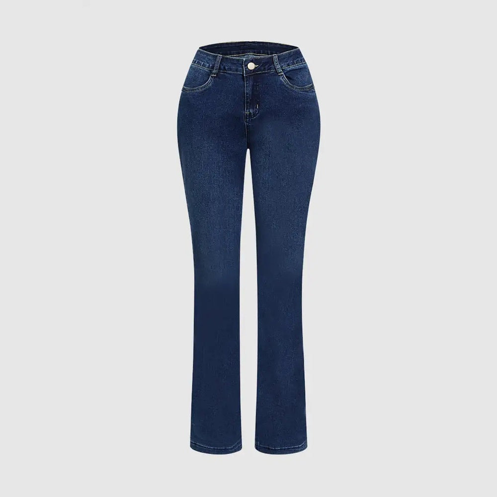 Gold Embroidered Horse Flare Jeans High-Waisted Dark Wash, Retro Western Cowgirl Chic, Festival Ready Must-Have Denim Pants