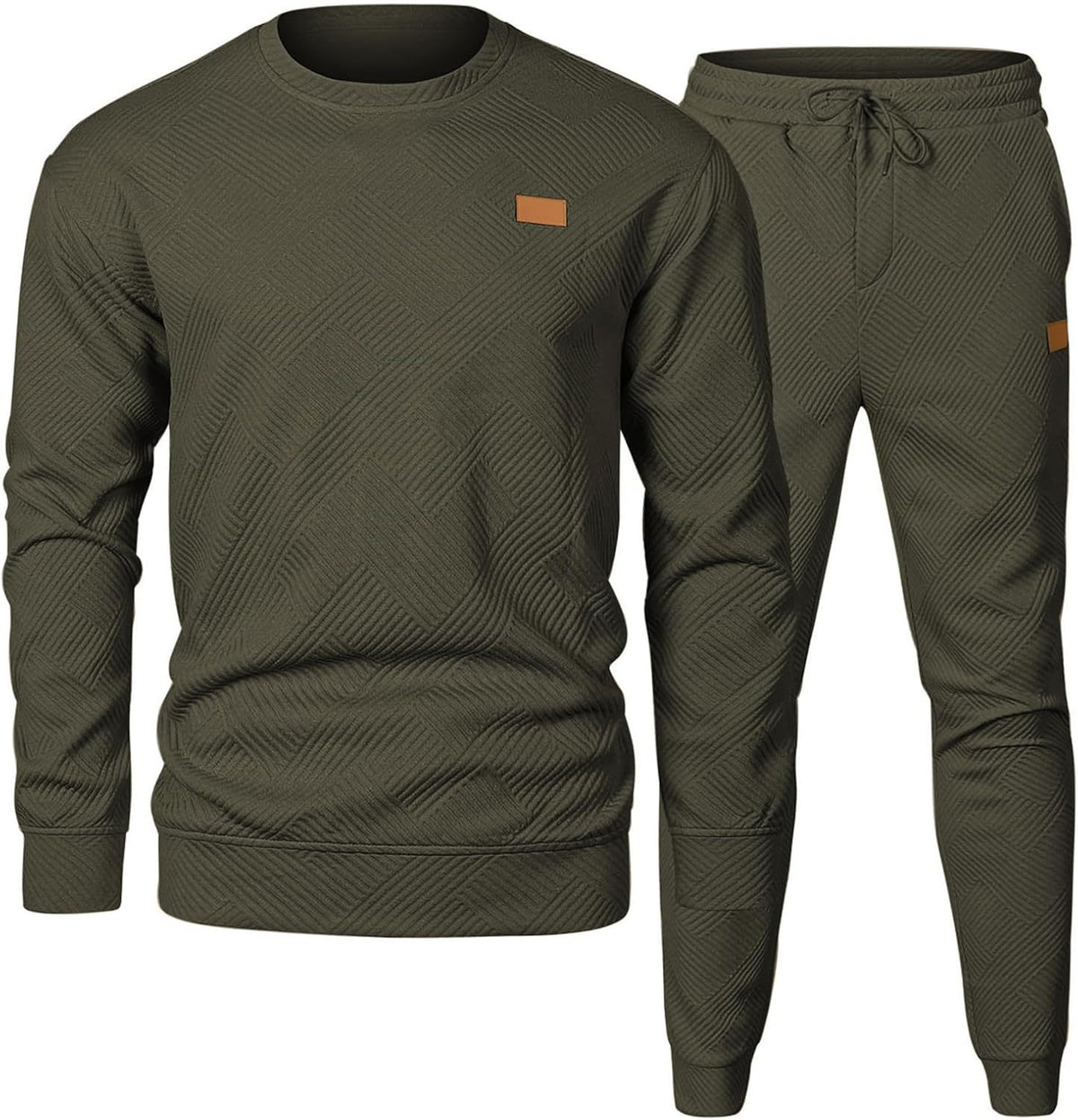 Round Neck Jacquard Sweater Set Men